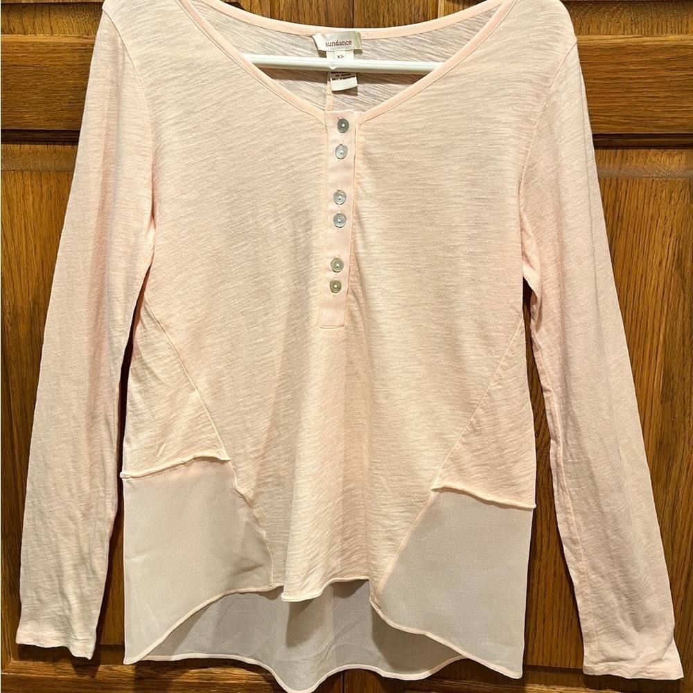 Sundance Orange Sherbert Long Sleeve Blouse Top - Size XS